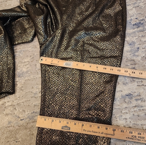 Anne Klein Shimmering Gold Metallic Black Snake Print Pants Size 12 - Picture 7 of 17